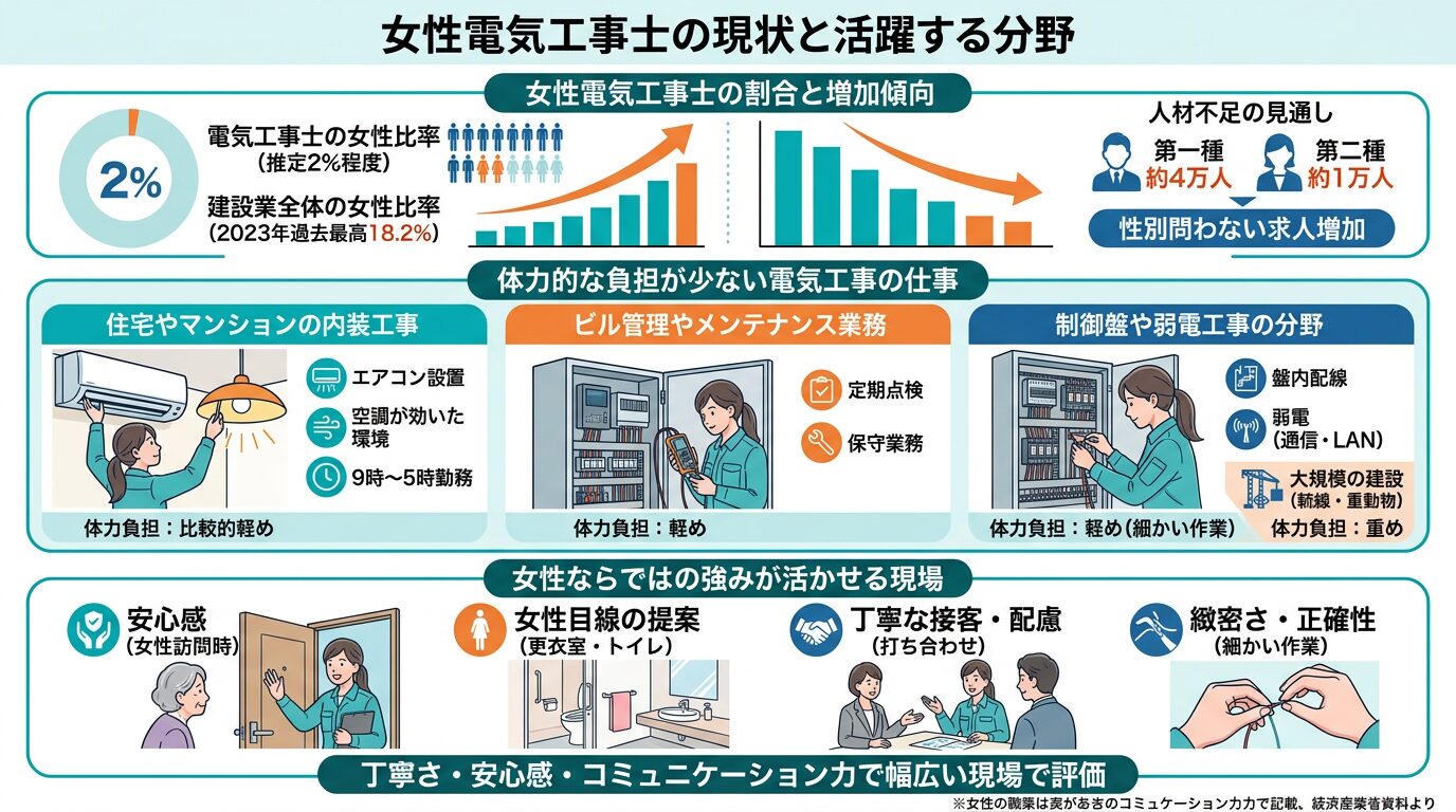 電気工事士を目指す女性へ：体力に自信がなくても現場で活躍できる完全